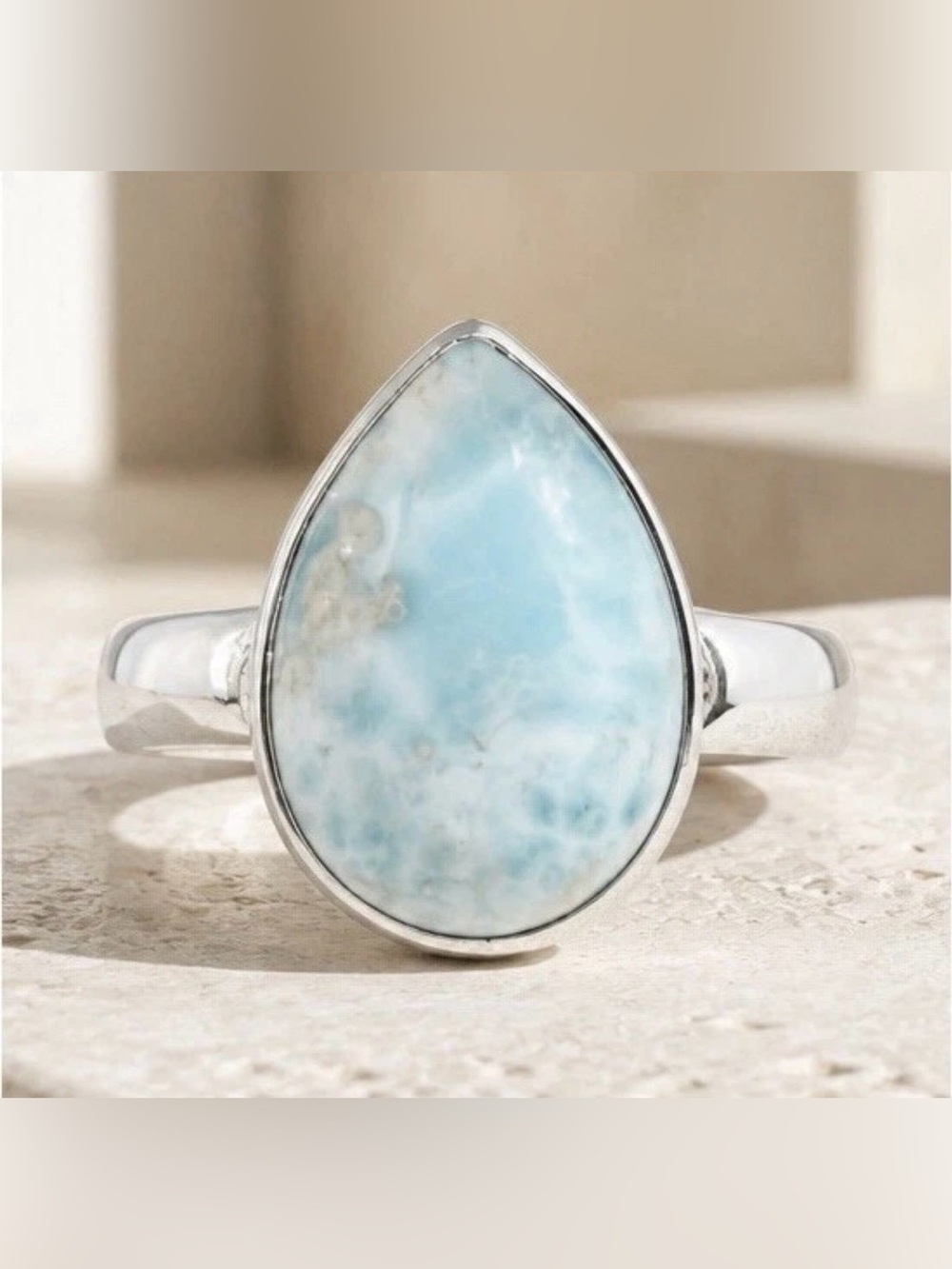 Size 9 Larimar 925 Sterling Silver Ring